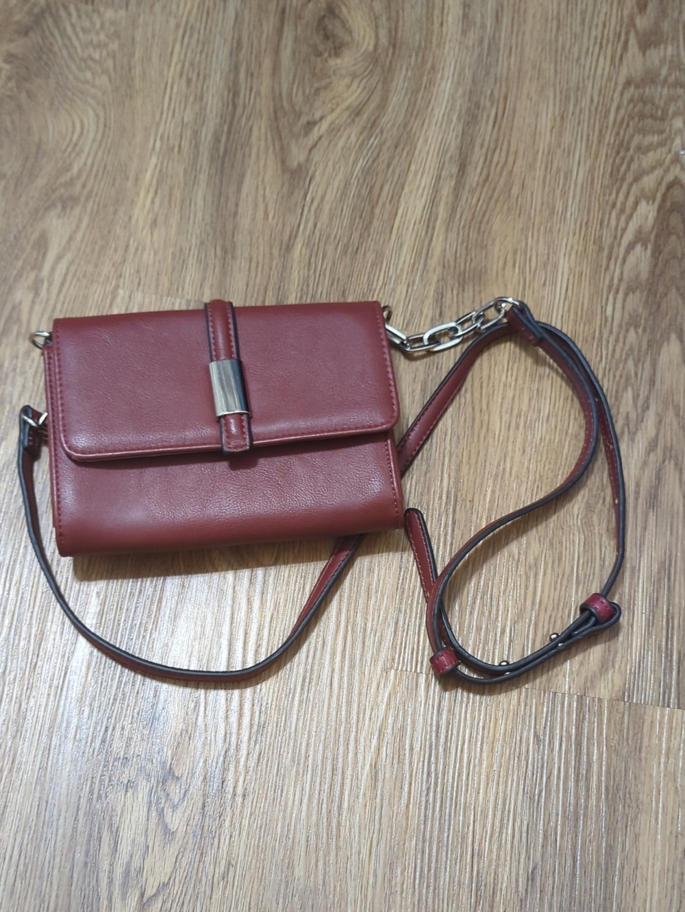 Alfani Brick Red Crossbody Bag with Chain Accent